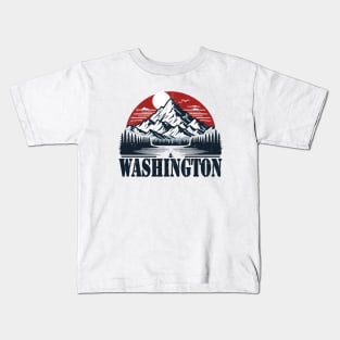 Retro Washington Mountain Outdoors Kids T-Shirt